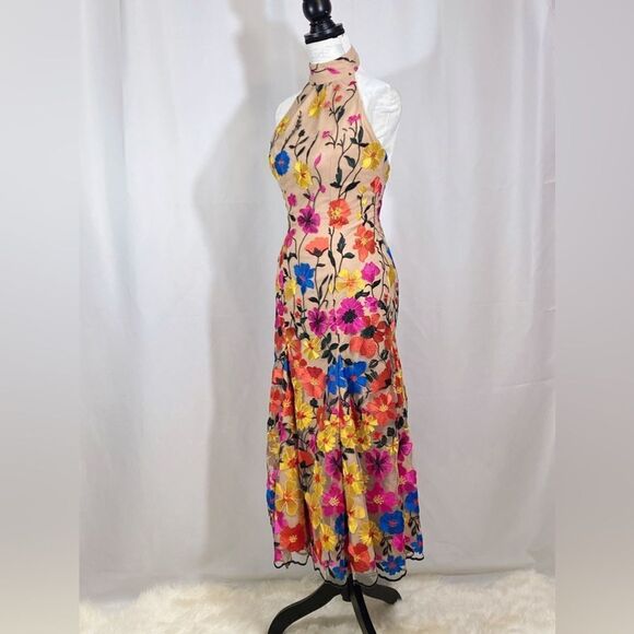 Milly Penelope Floral Embroidered Halter Dress size 0 - Picture 7 of 12